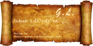 Gubek Lóránt névjegykártya